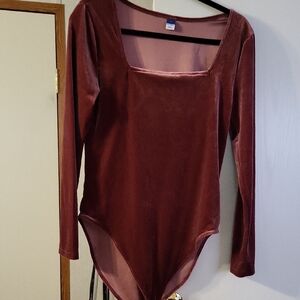 Old Navy Velvet Square Neck Bodysuit - Mauve